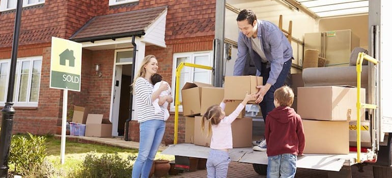 family moving into their new home