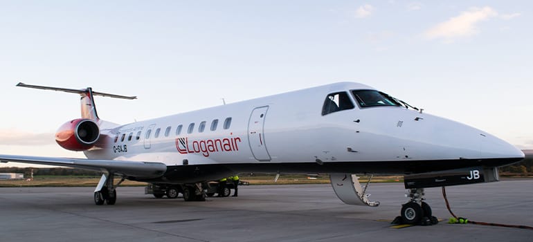 Private jet with Logan air logo